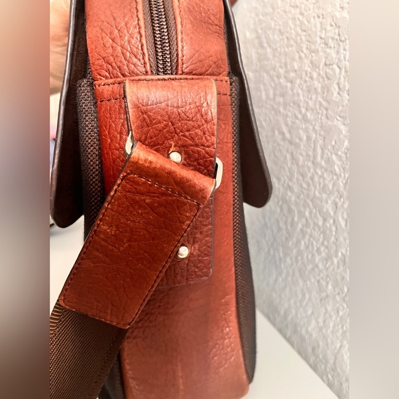 Rare gorgeous Bally Leather & tweed Fabric work bag laptop bag brown business - Picture 6 of 7